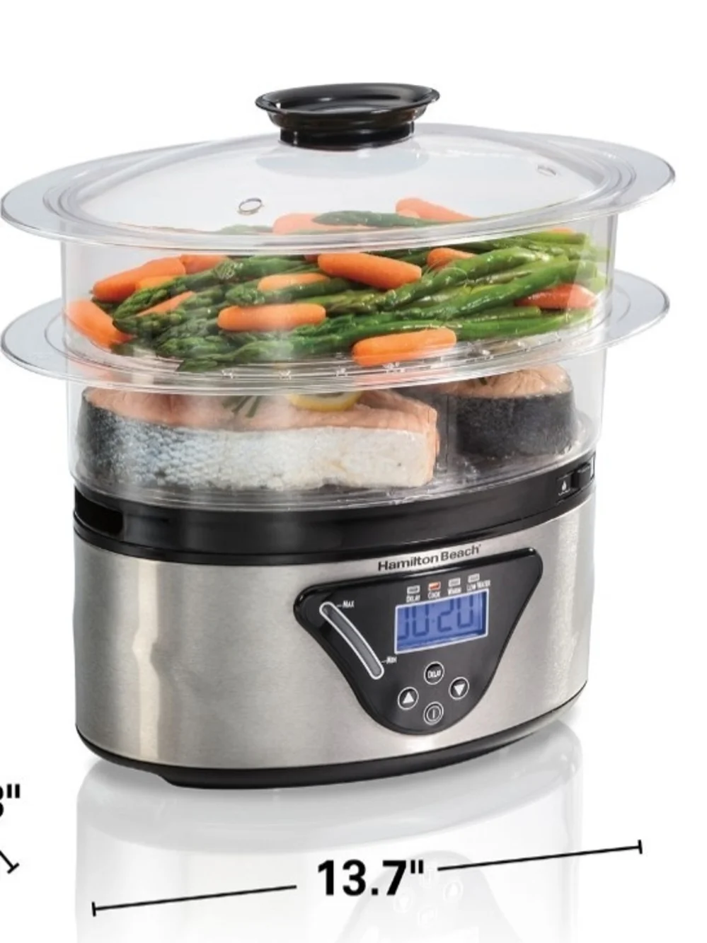 Hamilton Beach 2-Tier Electric Food Steamer - Stainless Steel and Clear